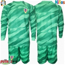 Camiseta Croacia Portero Visitante Equipación para niños Eurocopa 2024 manga larga (+ pantalones cortos)